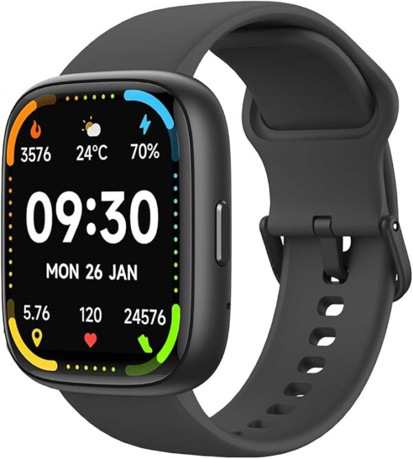 Bettdow SmartWatch with Alexa, IP68 Waterproof, Touchscreen, Sports Mode, Notifications – Unisex (Black)